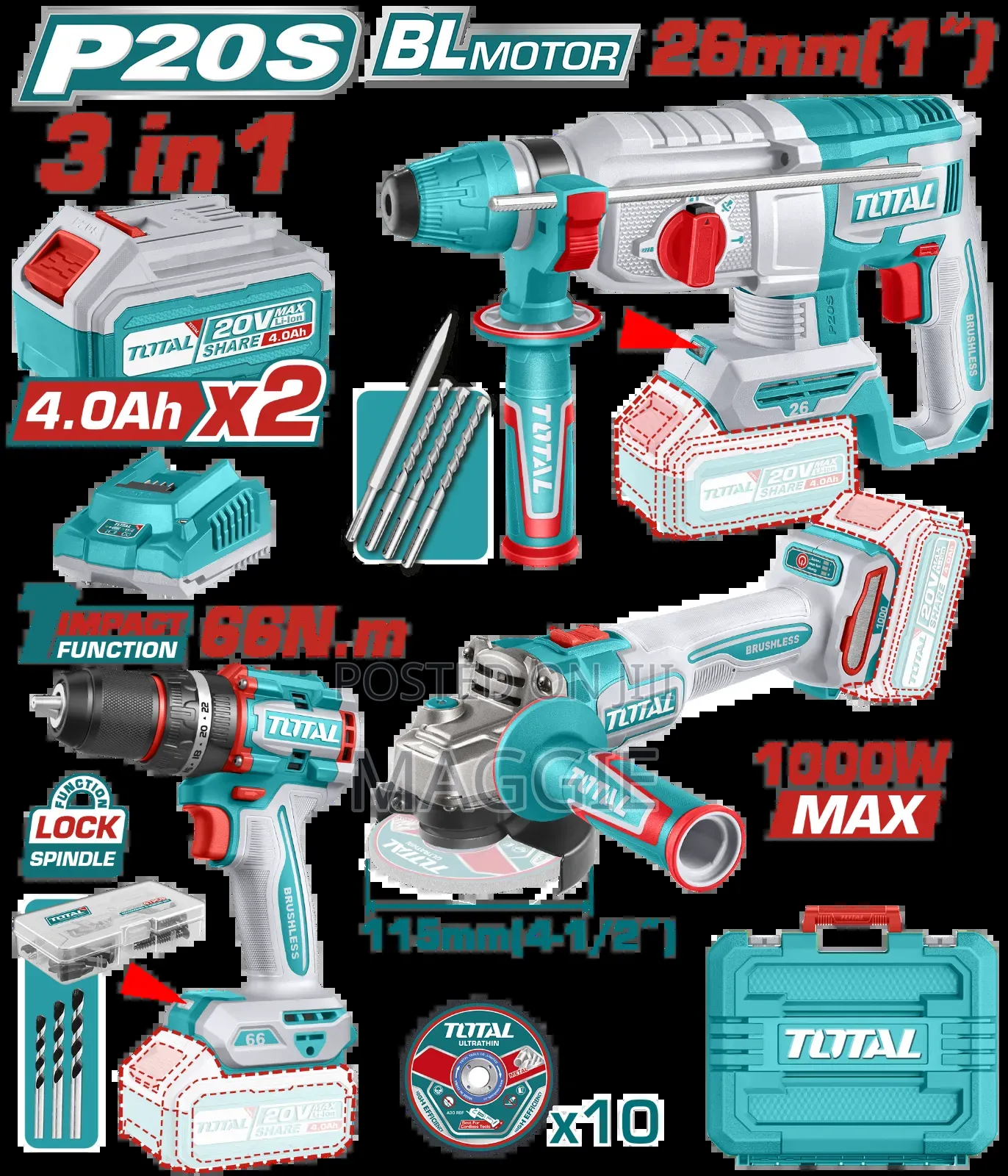 3 in 1 Cordless 3 PCS Combo Kit