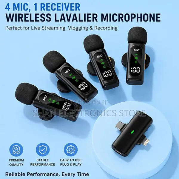 T90 4in1 Lapel Mic Anc Clipon Magnetic Buckle Microphone Led Display