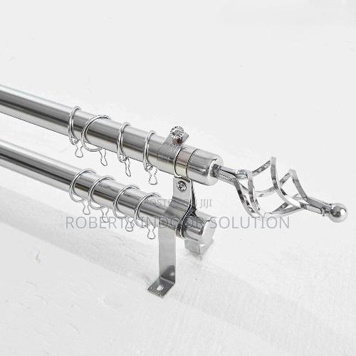 Silver Double Curtain Rods