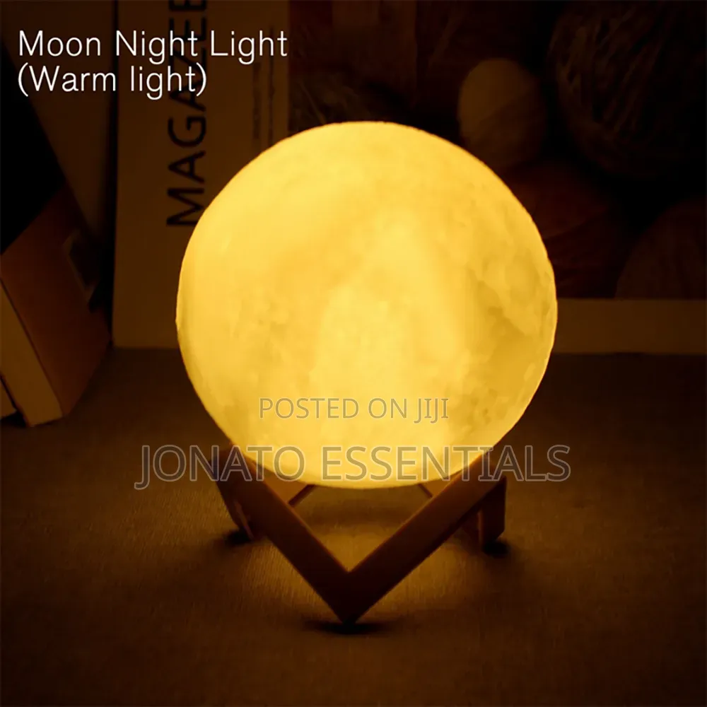 3d Moon Night Light Bedroom Lamp With Wooden Stand