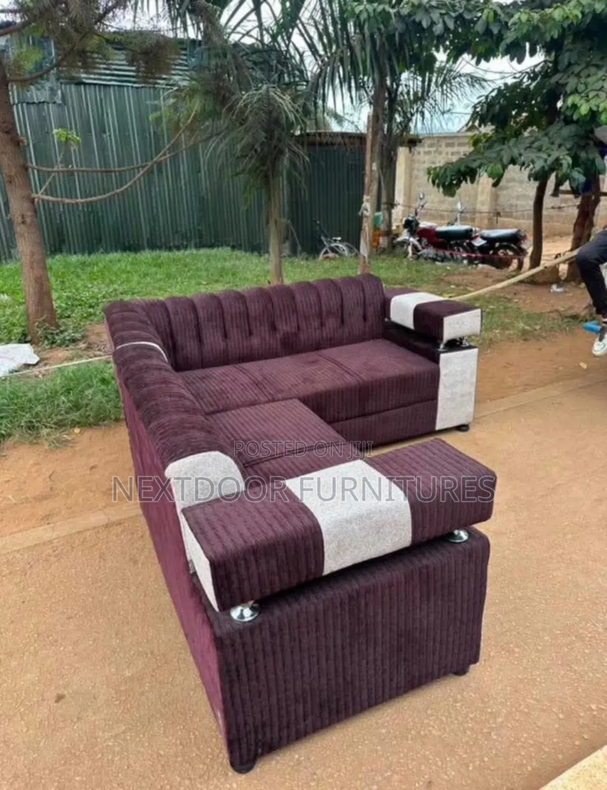 L Shaped Maroon Sofa
