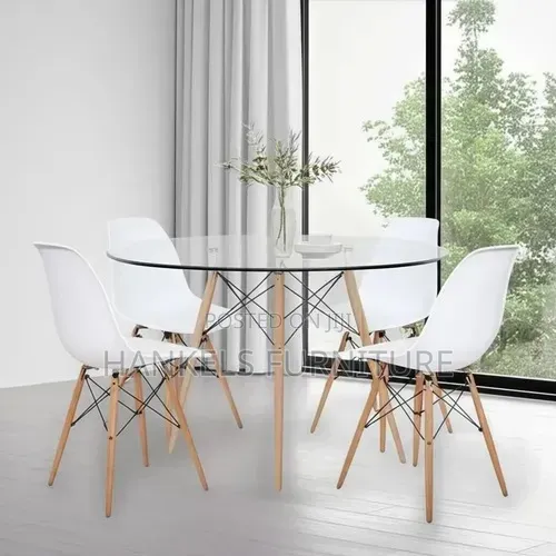 4 Seater Round Glass Dining Set – Modern Dining Furniture for Homes