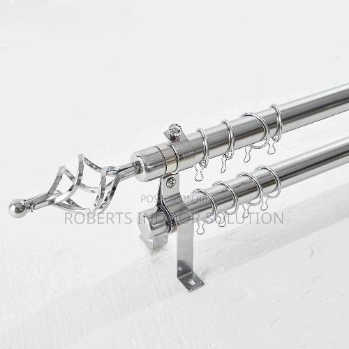Nail-Free Adjustable Tension Rod for Kitchen Bathroom, Silver
