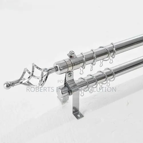 Nail-Free Adjustable Tension Rod for Kitchen Bathroom, Silver