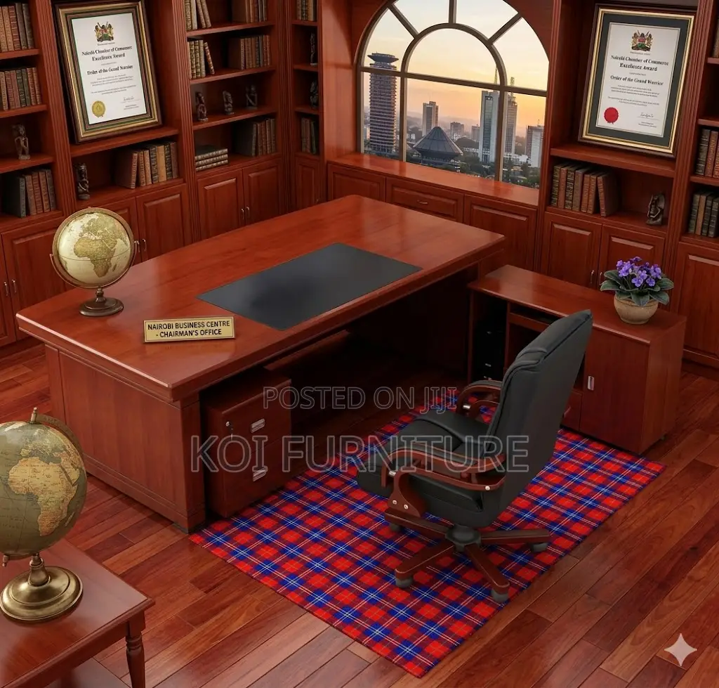 Office Desk; 1.6 Meters Executive Mahogany L Shaped Desk