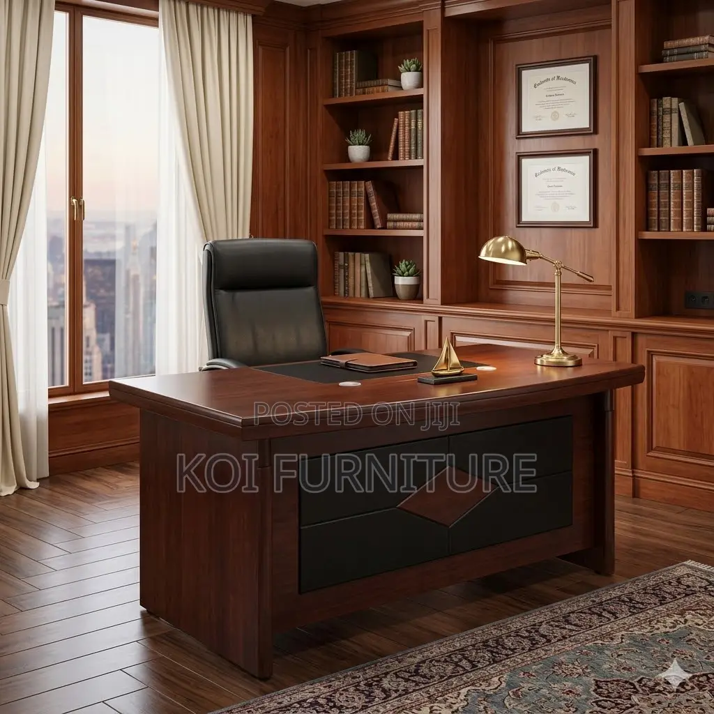 Office Desk; 1.6 Meters Executive Mahogany L Shaped Desk