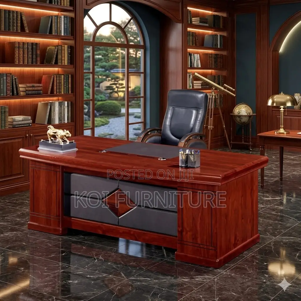 Office Desk; 1.6 Meters Executive Mahogany L Shaped Desk