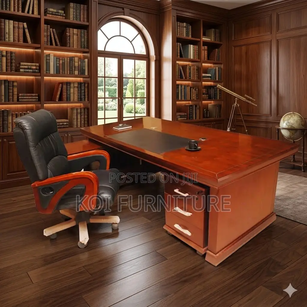 Office Desk; 1.6 Meters Executive Mahogany L Shaped Desk