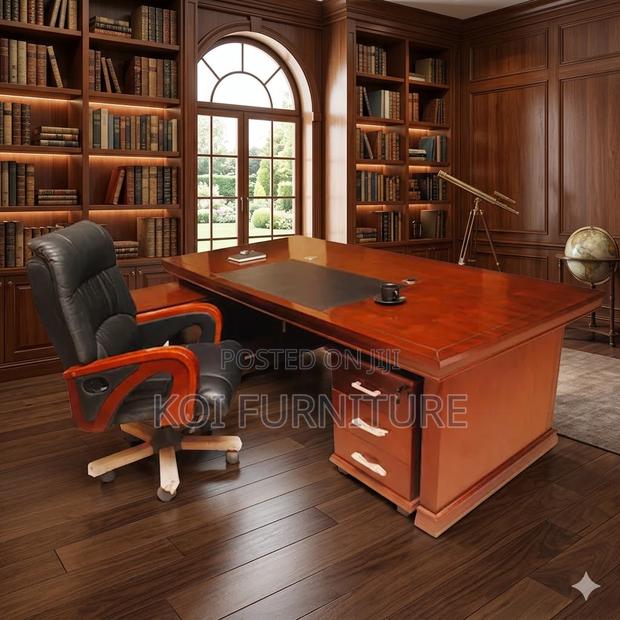 Office Desk; 1.6 Meters Executive Mahogany L Shaped Desk - thumbnail 5