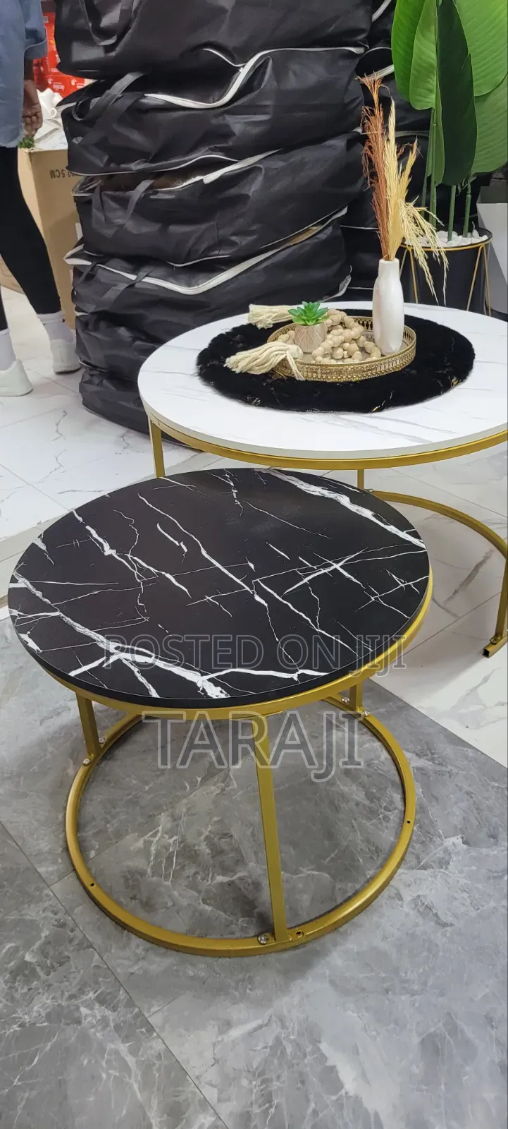 ​Modern Nesting Coffee Table Set - Elegant Marble Effect