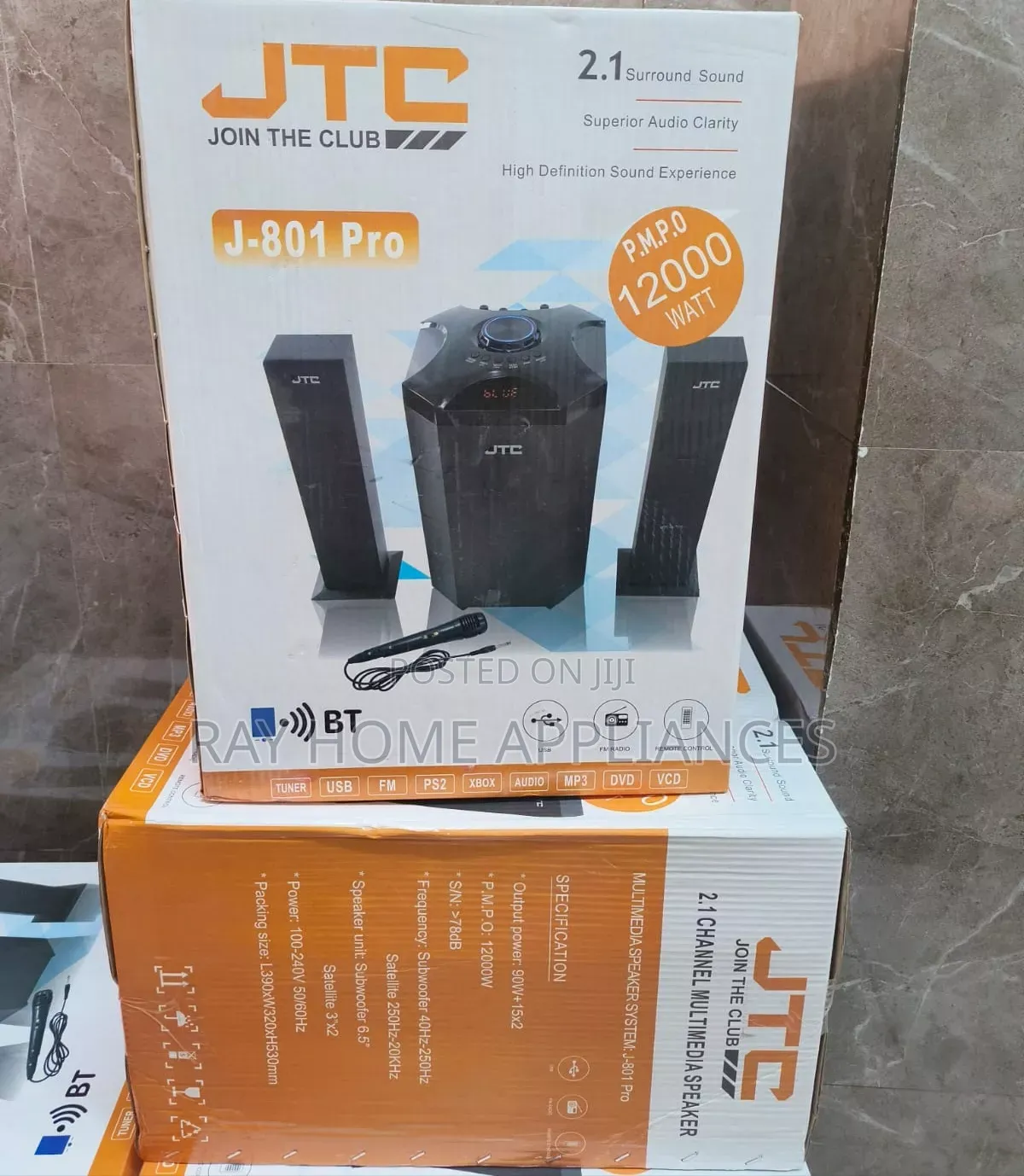 JTC Mtungi 2.1ch Hometheatre-Bt/Fm/Usb-12,000w-System