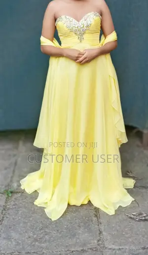Yellow Prom Dress With Trail