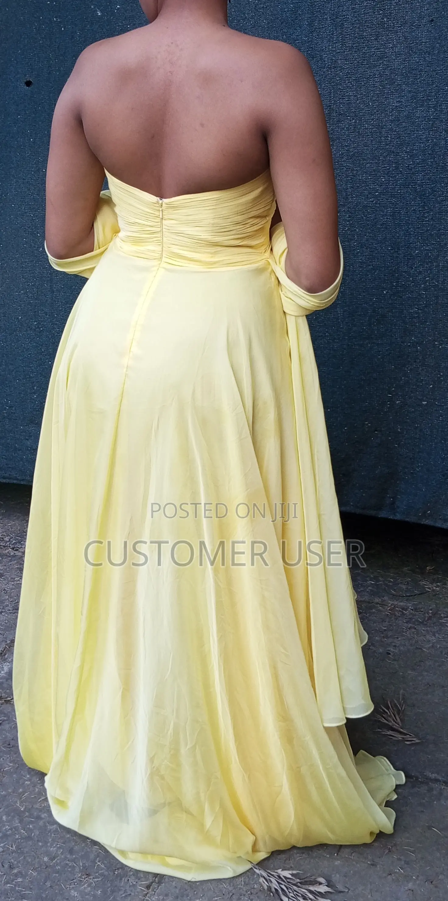 Yellow Prom Dress With Trail