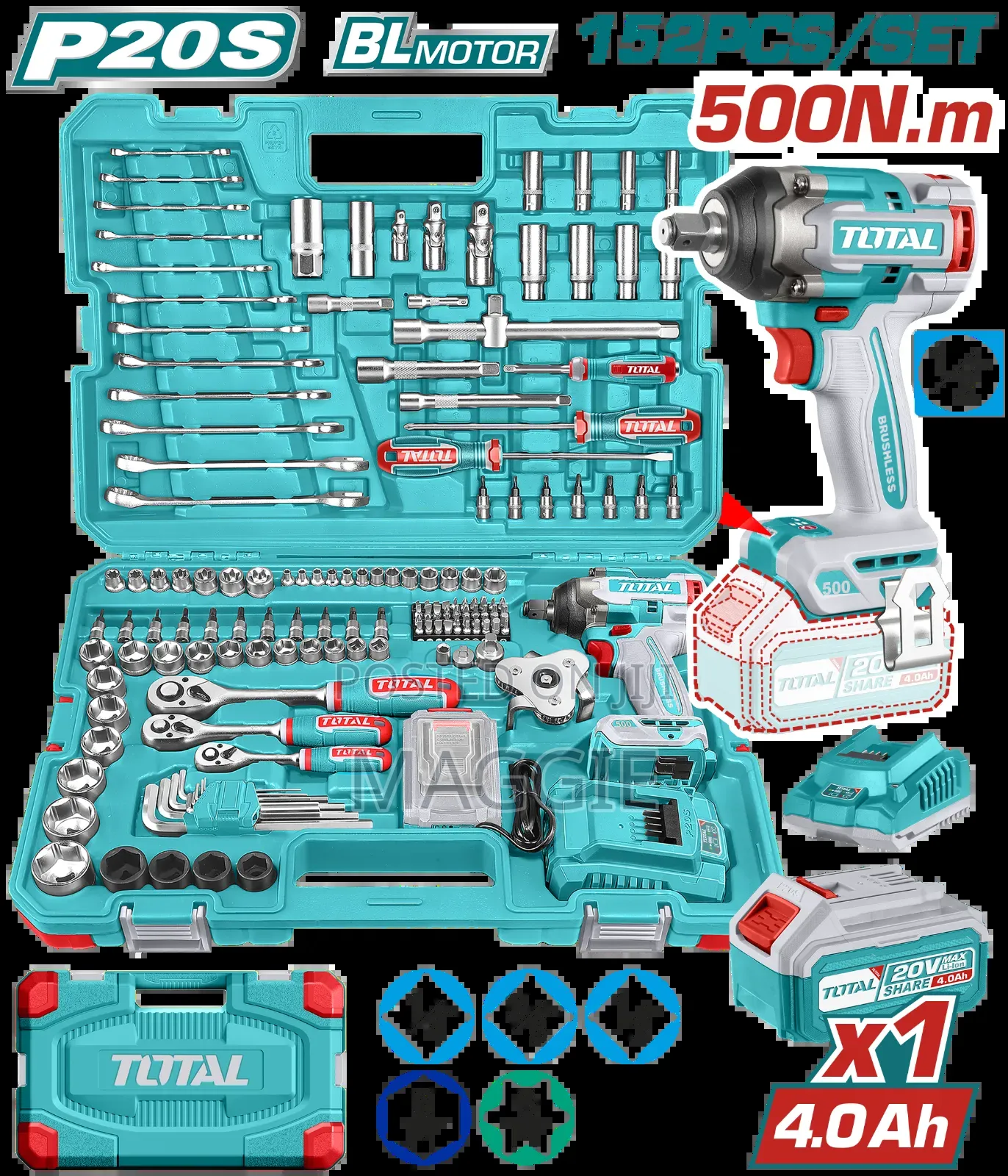 152 PCS Cordless Impact Wrench Tools Set