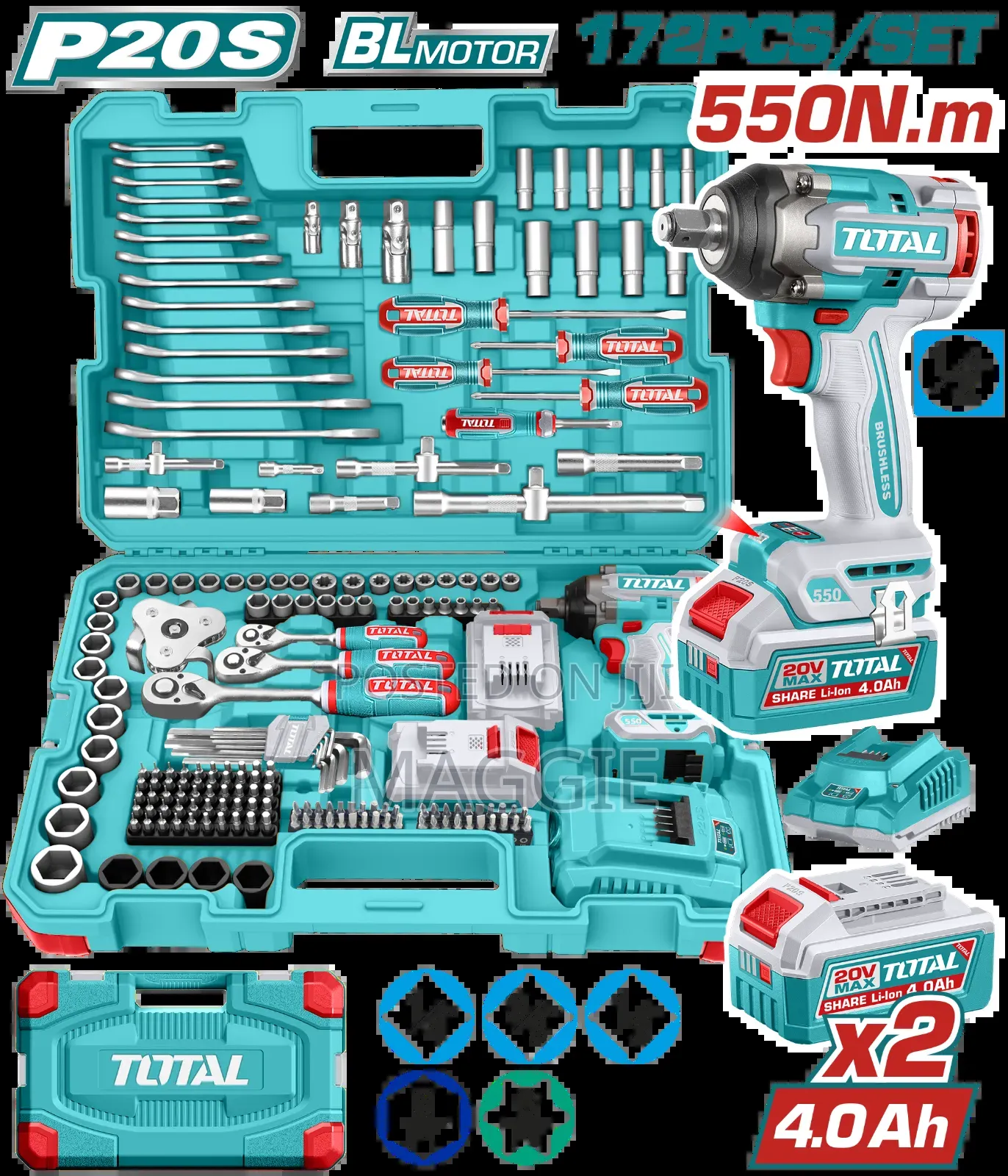 172 PCS Cordless Impact Wrench Tools Set
