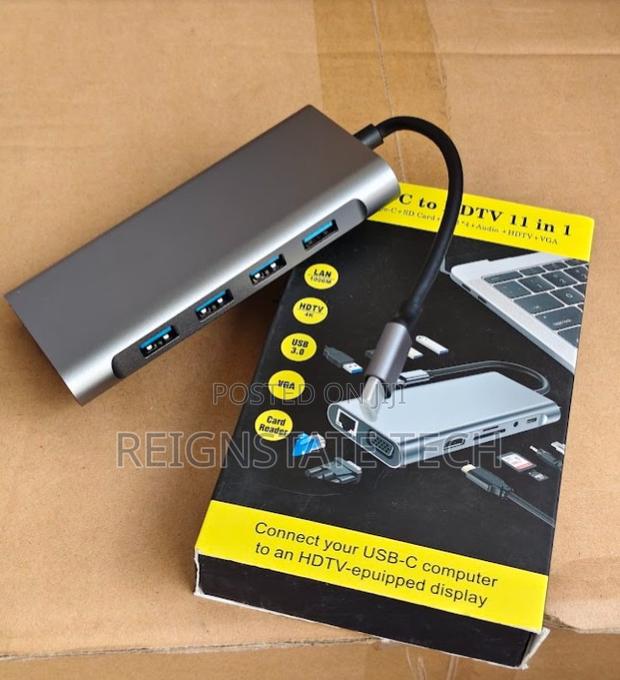 11 in 1 Type C Multi Functional Adapter to Hdmi Lan Vga Sd Usb 3.0