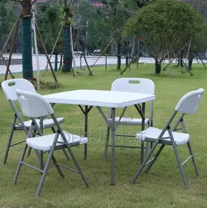 4- Seater Square Foldable Table With Foldable Chair