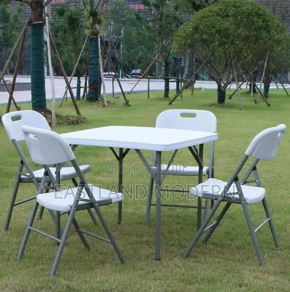 4- Seater Square Foldable Table With Foldable Chair