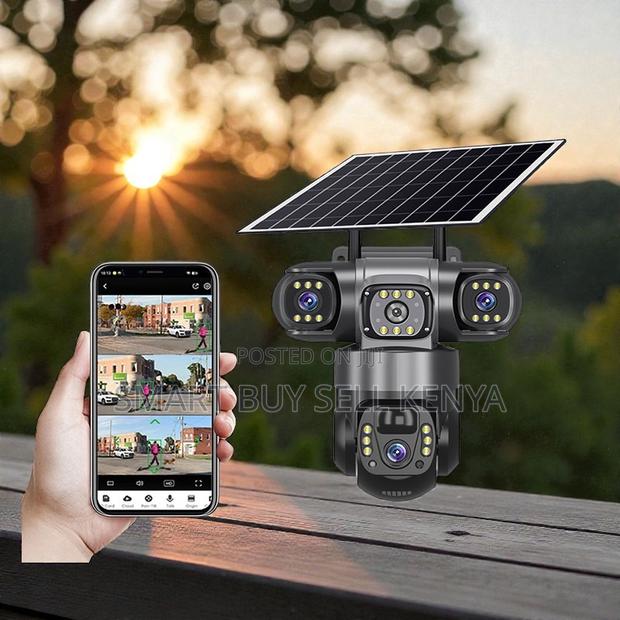 Automatic Outdoor Security Camera 20mp 4g PTZ Triple Lens Solar Camera