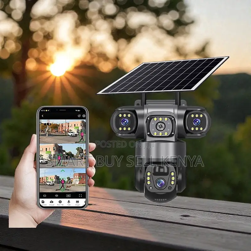 Automatic Outdoor Security Camera 20mp 4g PTZ Triple Lens Solar Camera