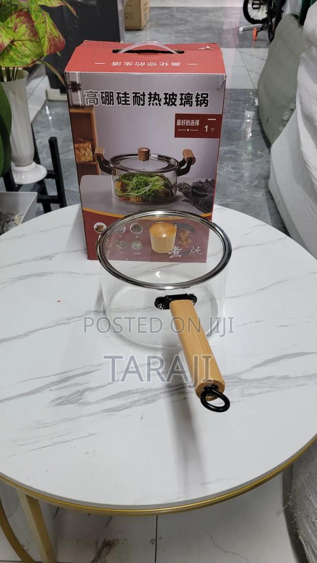 Premium Heat-Resistant Glass Cooking Pot - Transparent Sufuria - thumbnail 2