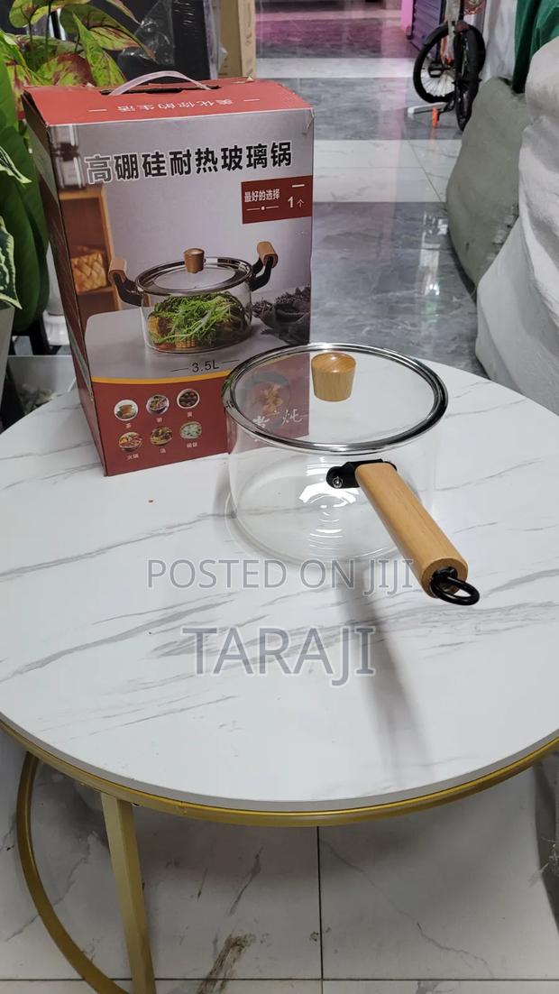 Premium Heat-Resistant Glass Cooking Pot - Transparent Sufuria - thumbnail 3