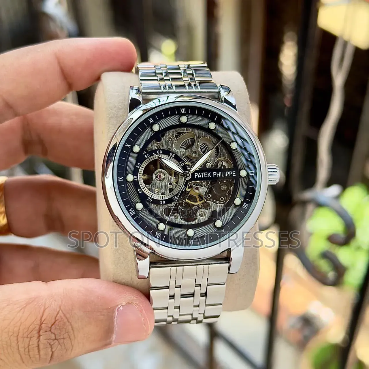 Patek Phlippe Skeleton Automatic Watch. Gold, Silver and Black.