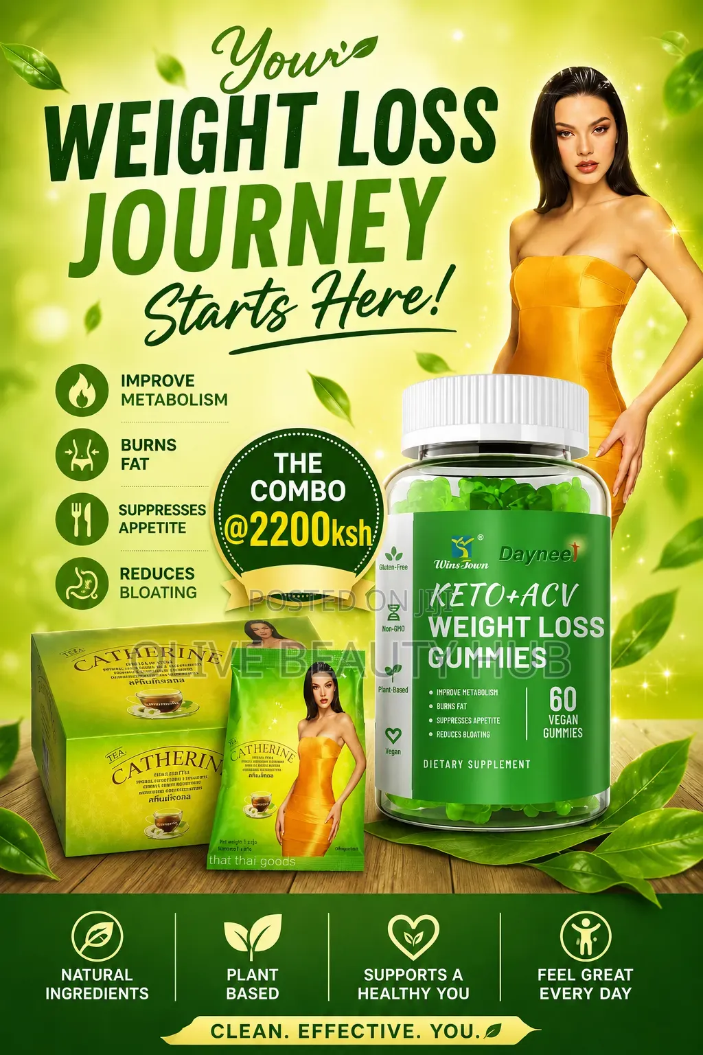 Ccatherine Slimming Tea and Kato + Acv Weightloss Gummies
