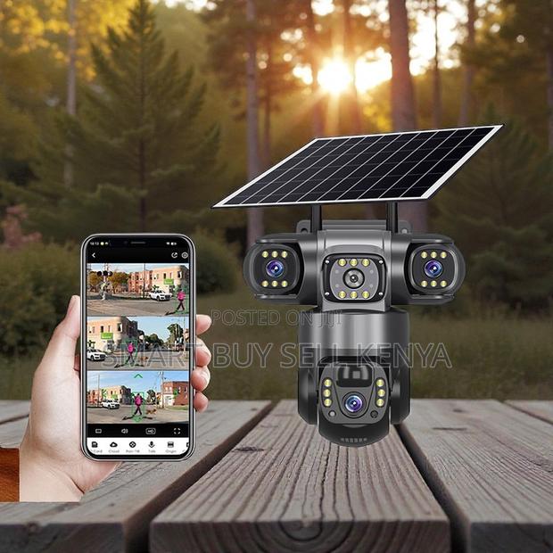 Attractive Outdoor Security Device 20mp PTZ Triple Lens Solar Camera - main view