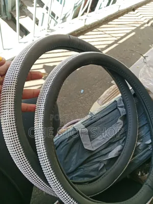 Universal Steering Wheel Cover With Silver Rhinestone Embellishments