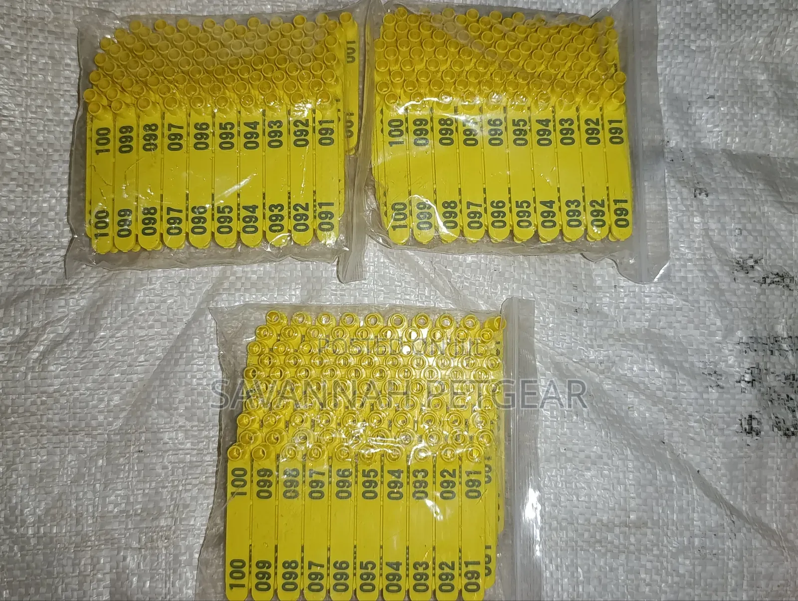 Yellow, Numbered Livestock Ear Tags C-shape" Or Slender Design
