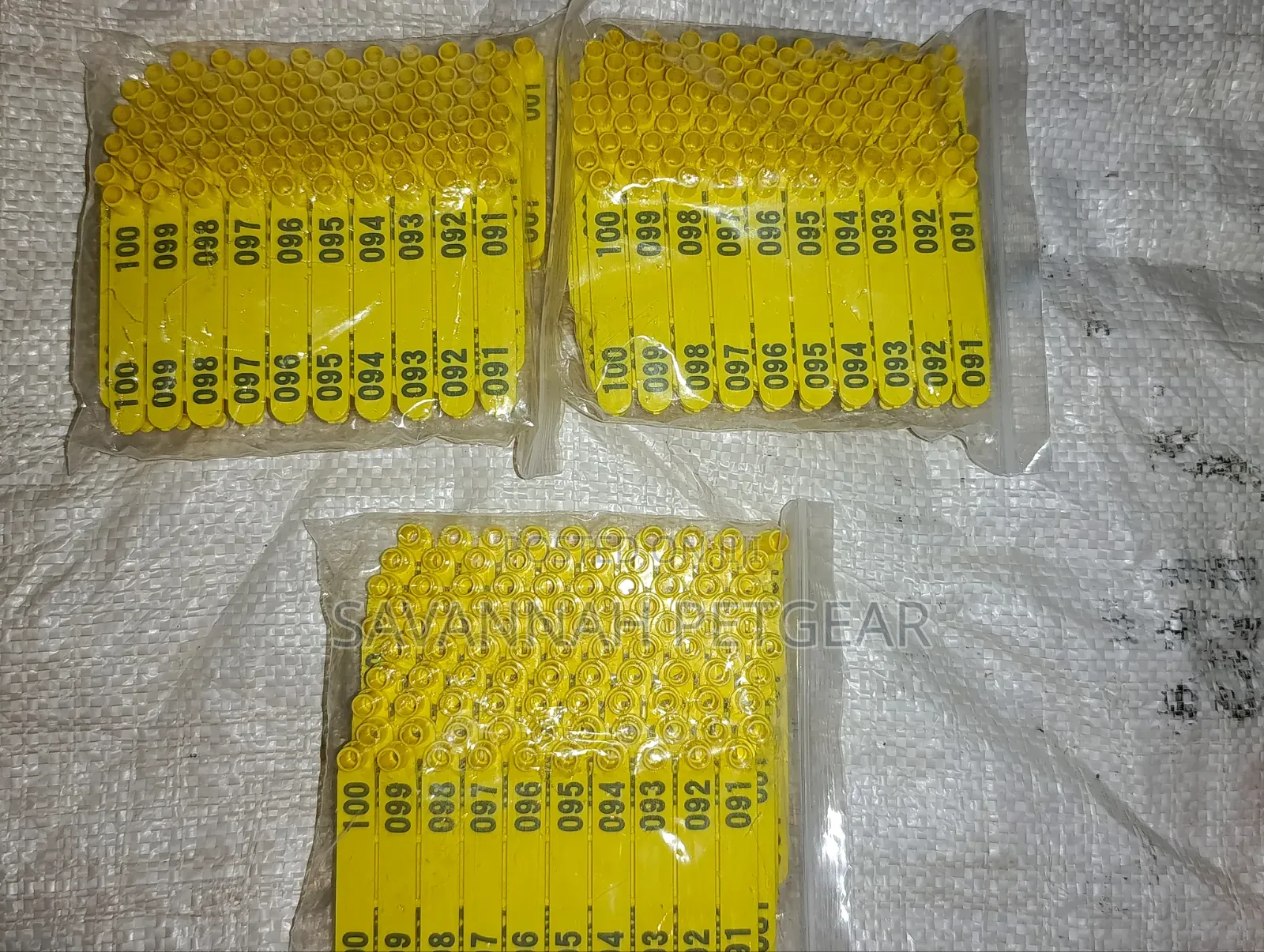 Yellow, Numbered Livestock Ear Tags C-shape" Or Slender Design