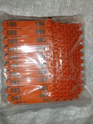 Orange Plastic Livestock Ear Tags for Goats, Sheep, Pigs - 001 to 100