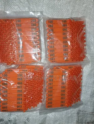 Orange Plastic Livestock Ear Tags for Goats, Sheep, Pigs - 001 to 100