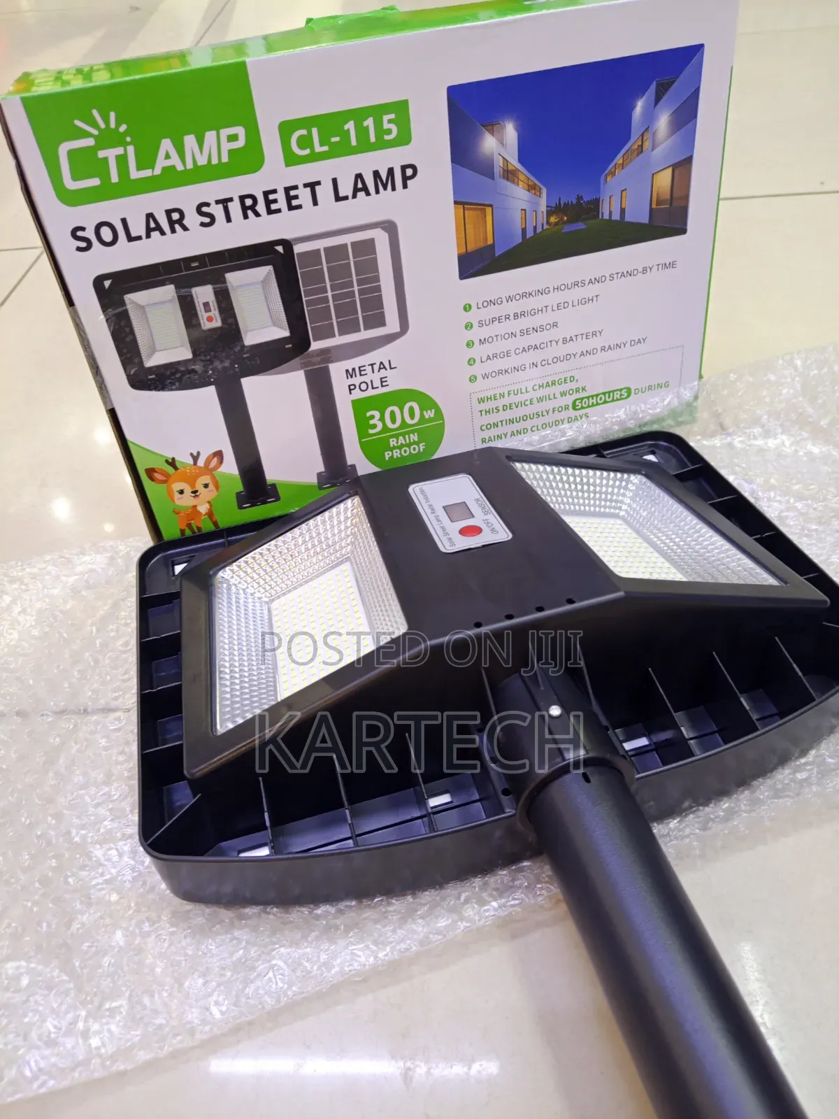 Ctlamp Cl-115 300w Solar Street Security Light With Metal Pole Mount