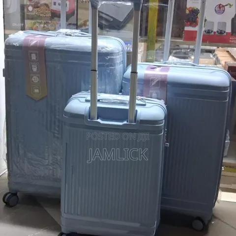 Light Blue Unbreakable Pp Rubber 3-in-1 Suitcase Set - Pt
