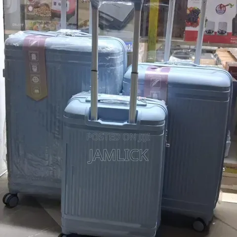 Light Blue Unbreakable Pp Rubber 3-in-1 Suitcase Set - Pt