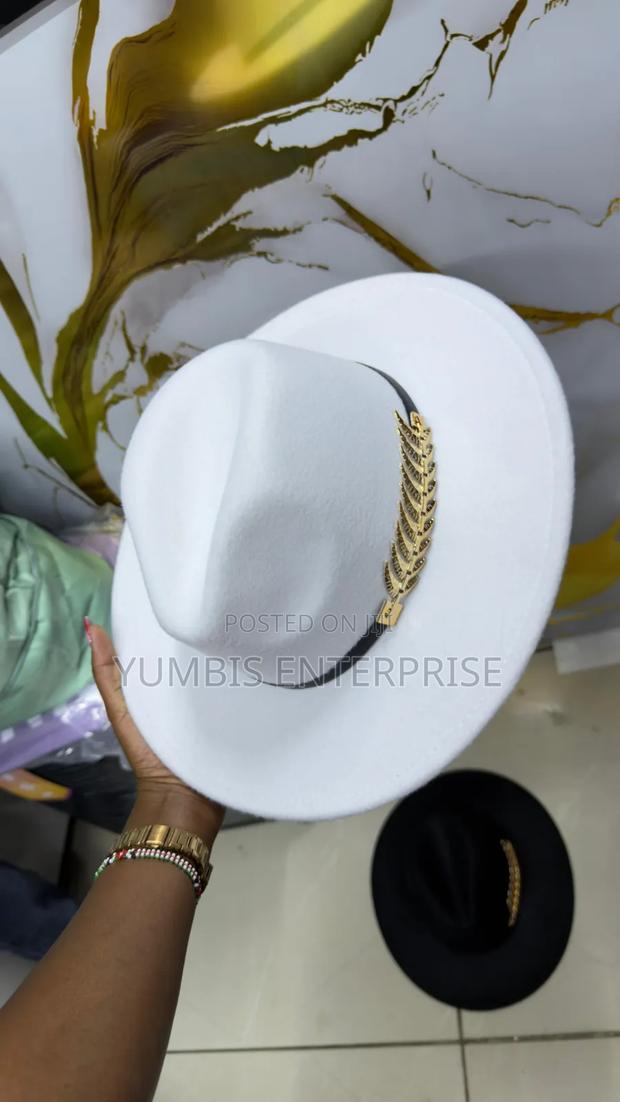 Fedora Hat With a Gold Stylish Flower Band at 700 - thumbnail 2