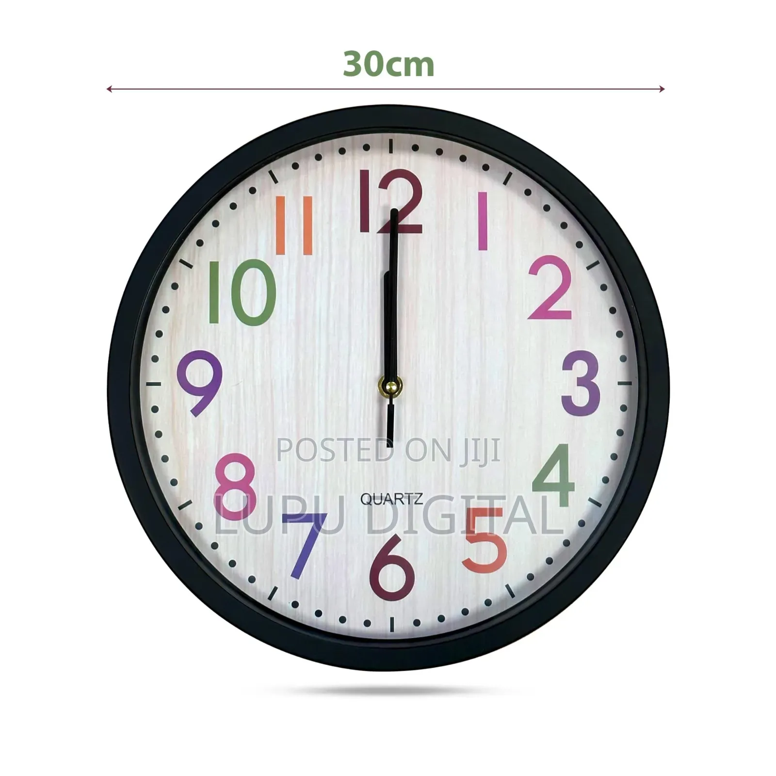 *Rainbow Font Wall Clocks.*
 Measuring 30x4x30 Cm (12x12x1.4 Inches)