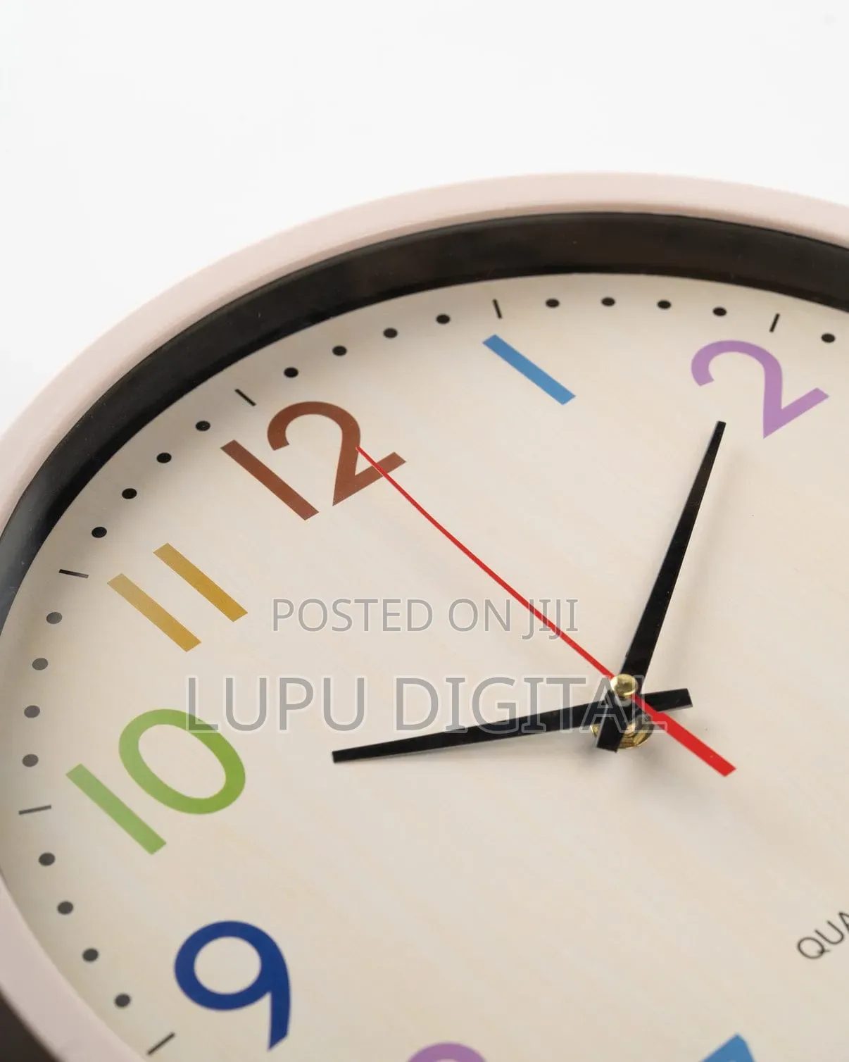 *Rainbow Font Wall Clocks.*
 Measuring 30x4x30 Cm (12x12x1.4 Inches)