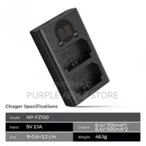 Np-Fz100 Battery Charger With Lcdscreen for Sony Alpha Zv-E1.