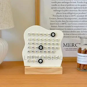 New Desktop Calendar Acrylic Abs Calendar With Wooden Base