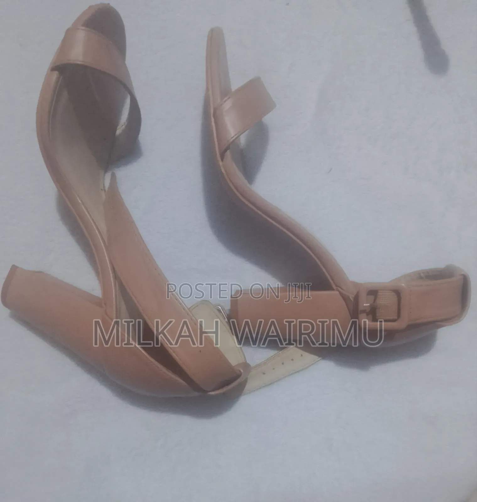 Elegant Nude Block Heel Sandals Size 39