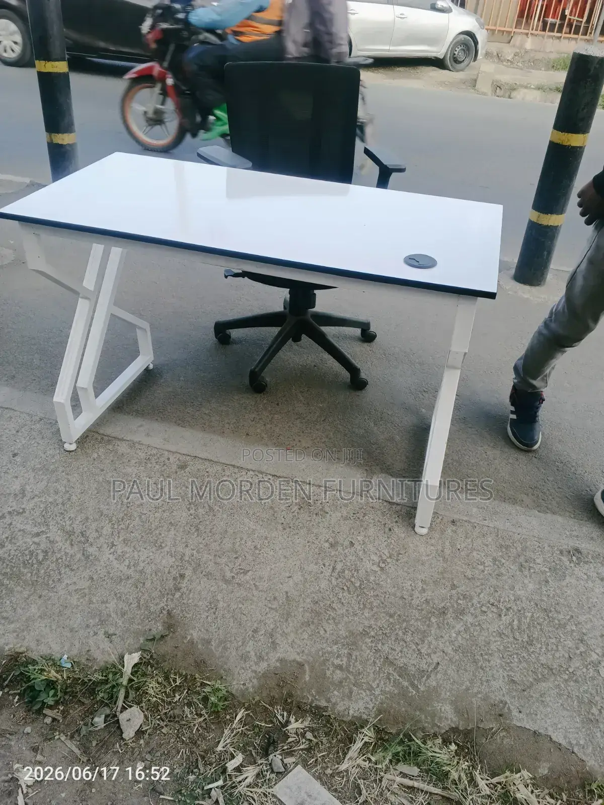 White Frame Metal Table