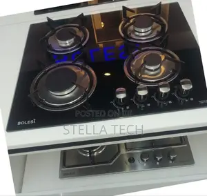 Bolesi Hob 4 Gas Burners Inbuilt Glass Tampared Gas Hod