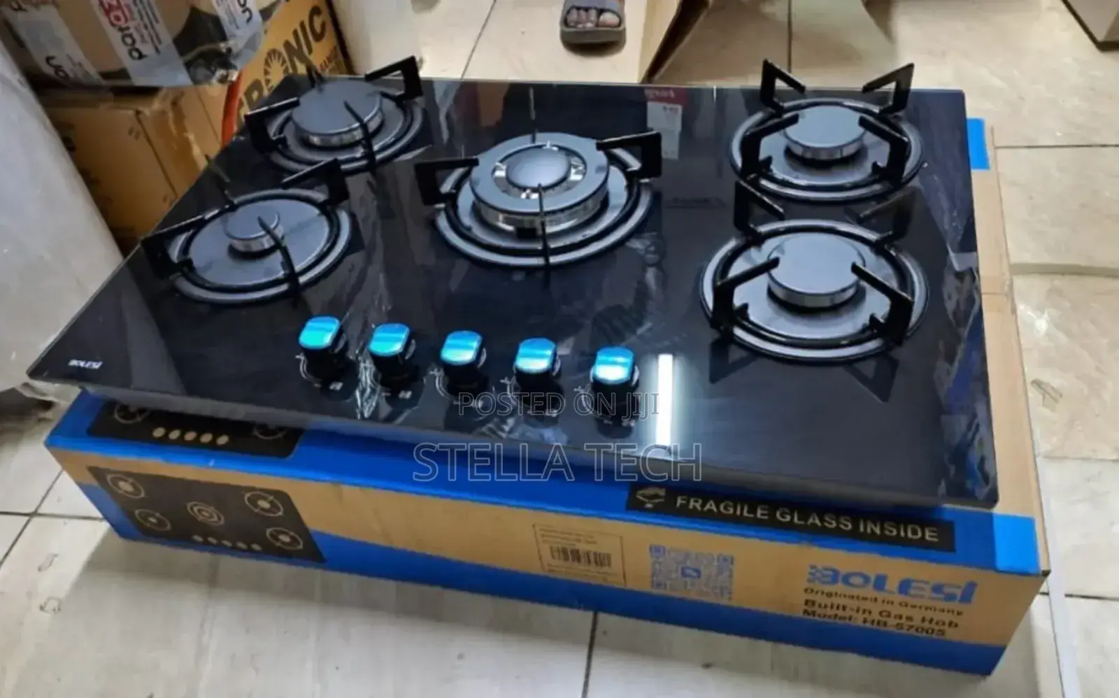 Bolesi Inbuilt 5 Burner Full Gas Tampared Glass Cooker