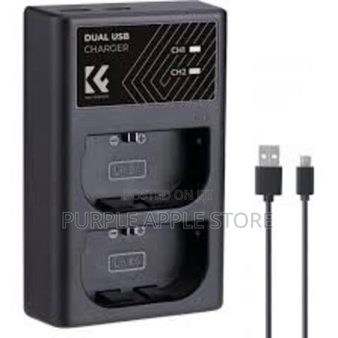 K F Concept Lp-E6nh Dual Slot Quick Charger With Micro Usb Ype-C Dual