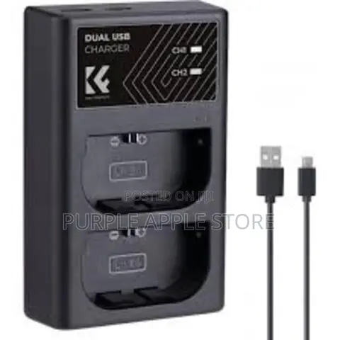 K F Concept Lp-E6nh Dual Slot Quick Charger With Micro Usb Ype-C Dual