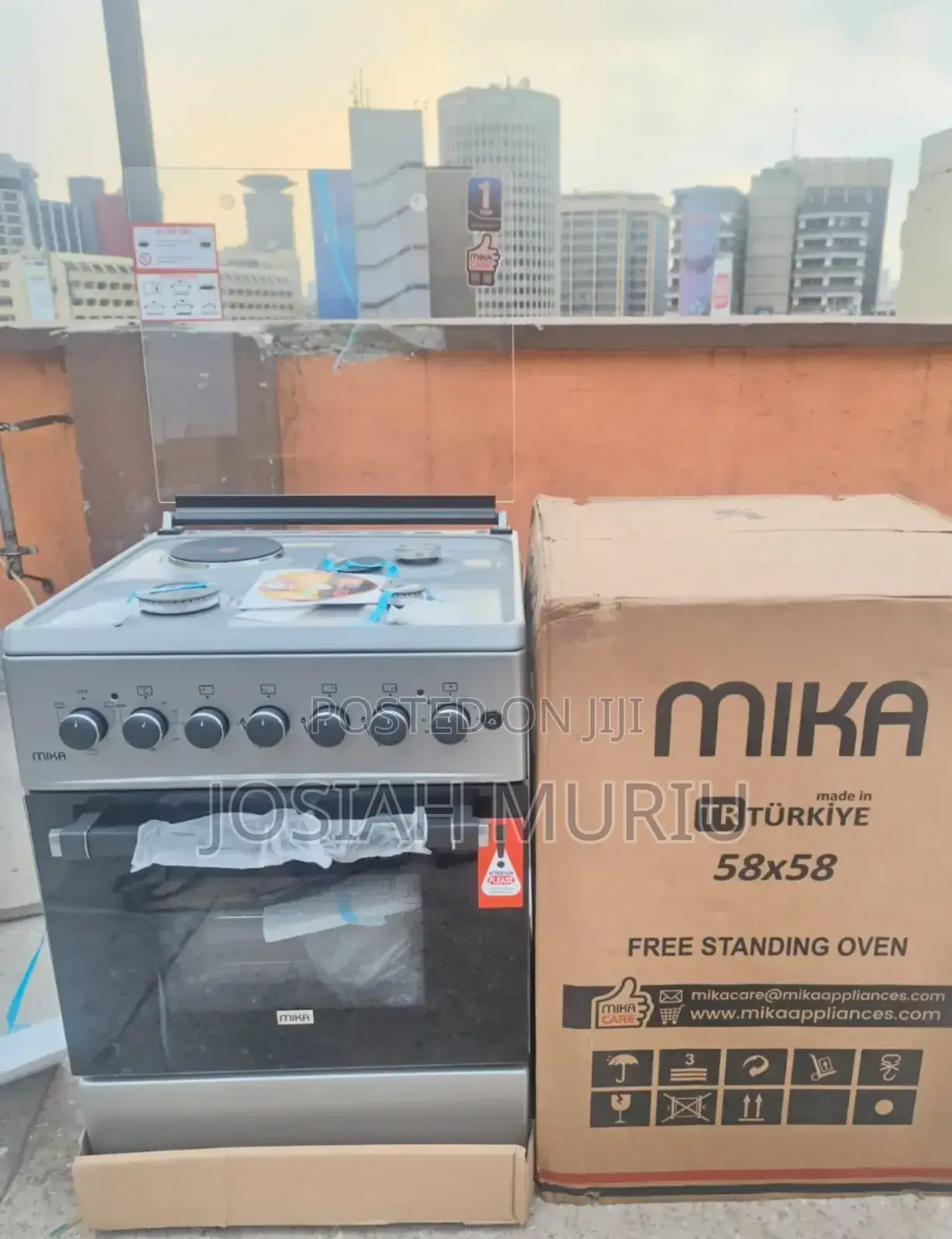 Silver Mika Standing Cooker 58 X 58 3+1hotplate With Electric Oven