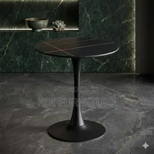 Coffee Table; Round Black Nesting Marble Table